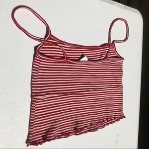 CLOSET CLOSING Red / white striped ruffle tanktop